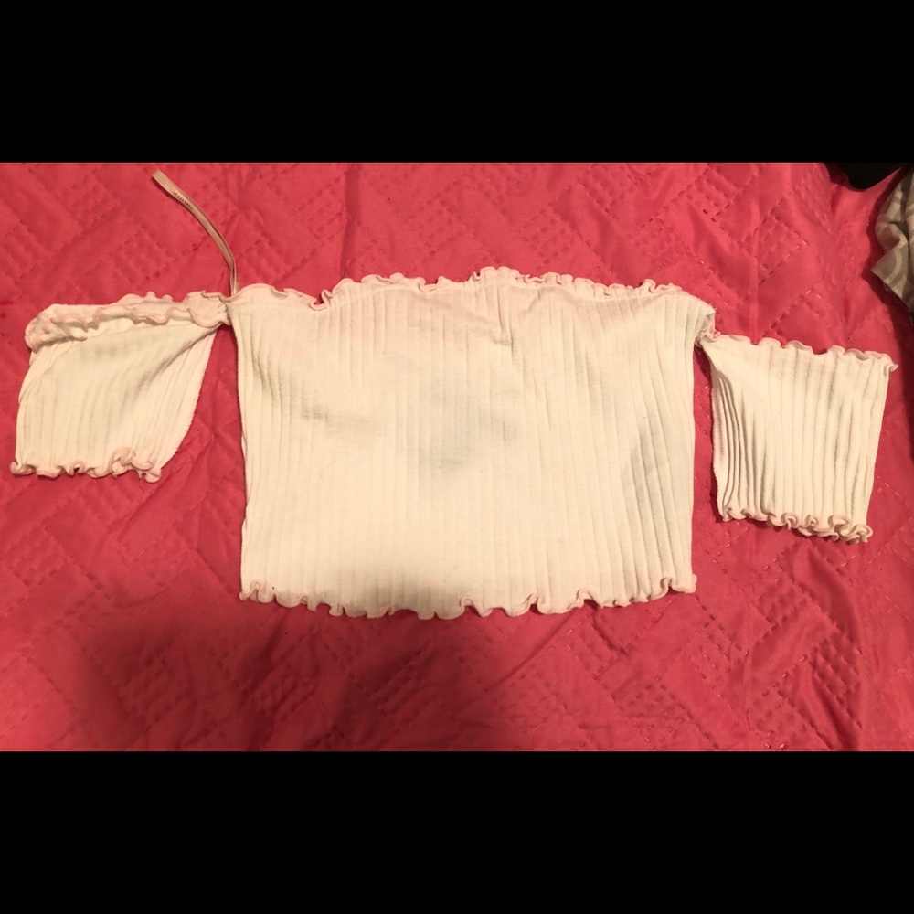 Strapless white crop top